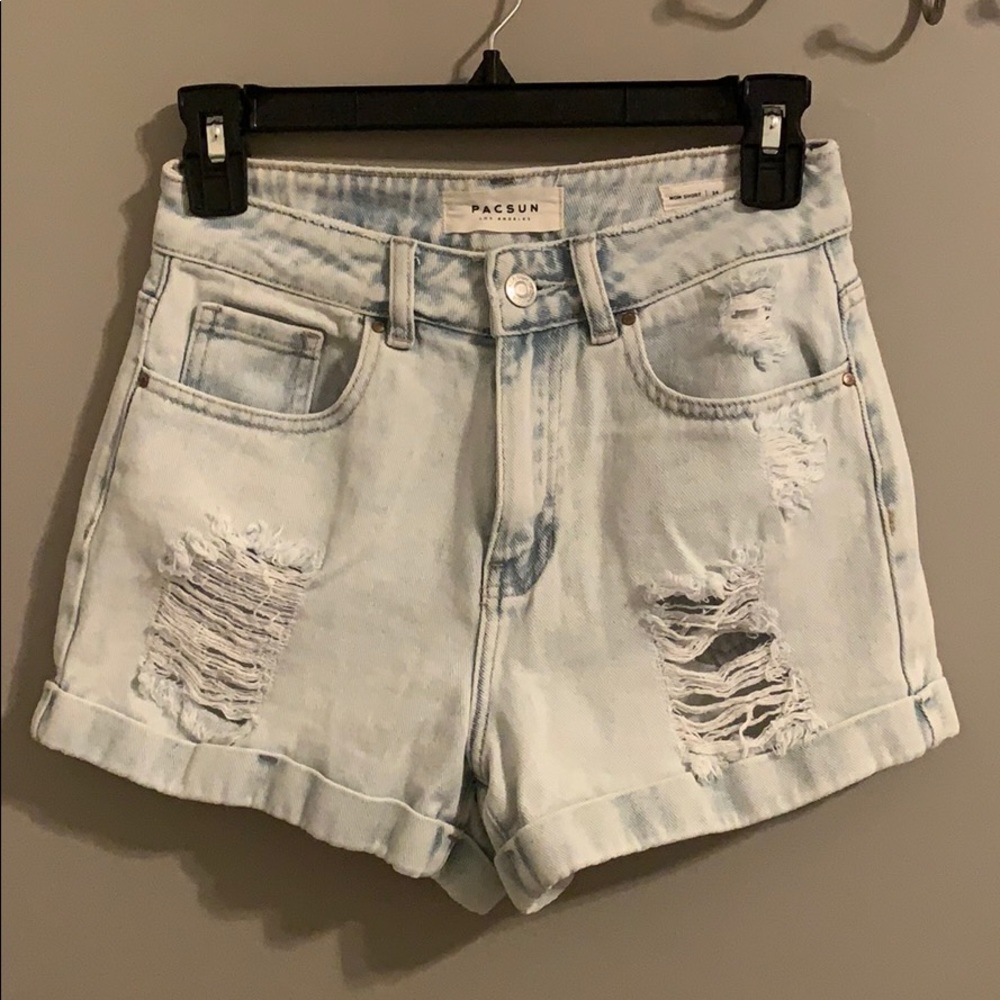 Light wash high waisted jean shorts